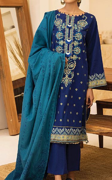 Orient Dark Blue khaddar Suit | Pakistani Dresses in USA- Image 1
