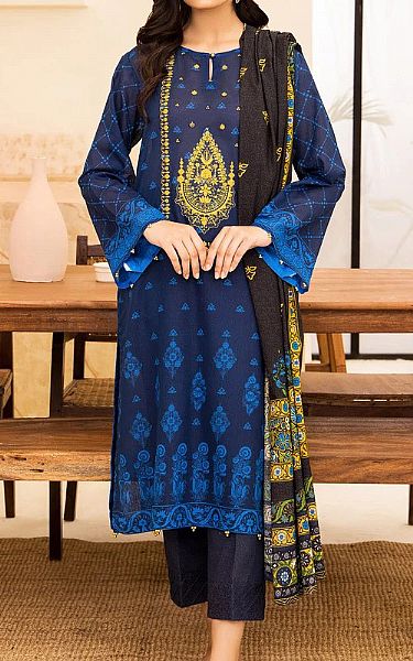Orient Dark Blue Karandi Suit | Pakistani Dresses in USA- Image 1