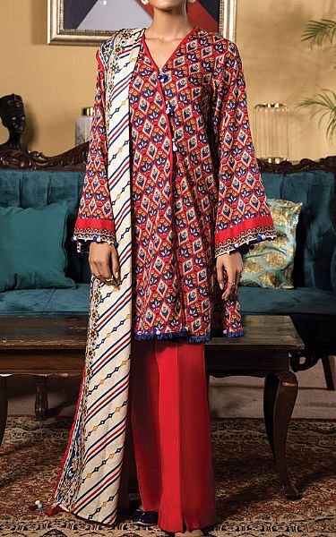 Orient Red Cottel Suit | Pakistani Winter Dresses- Image 1