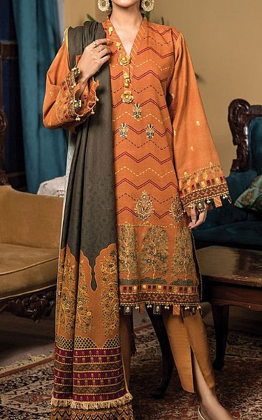 Orient Rust Khaddar Suit | Pakistani Dresses in USA- Image 1