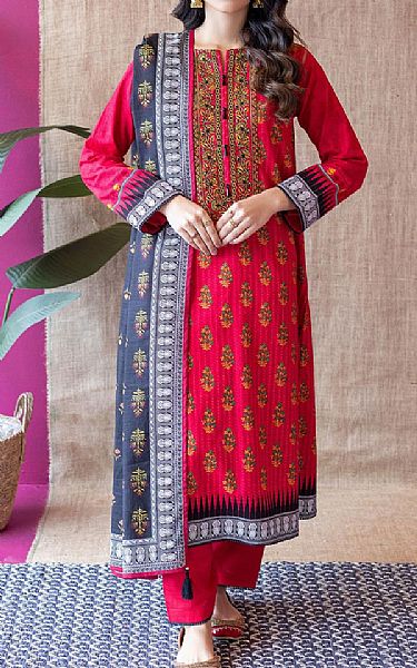 Orient Carmine Red Khaddar Suit | Pakistani Winter Dresses- Image 1