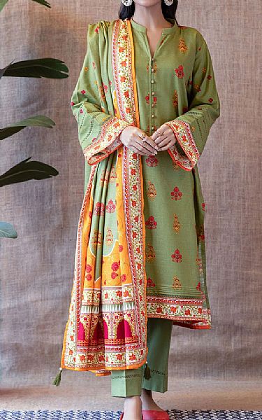 Orient Apple Green Khaddar Suit | Pakistani Winter Dresses- Image 1