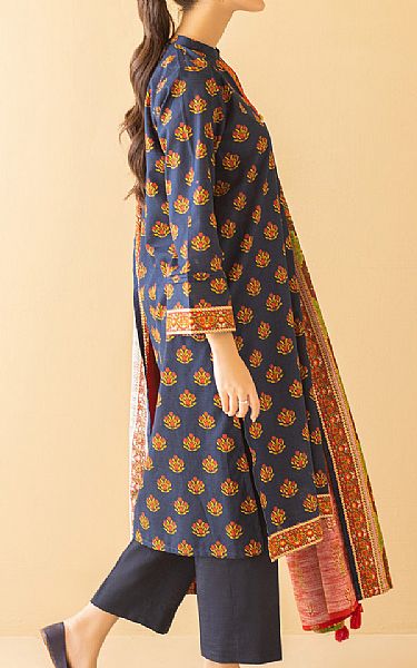 Orient Navy Blue Karandi Suit | Pakistani Winter Dresses- Image 2