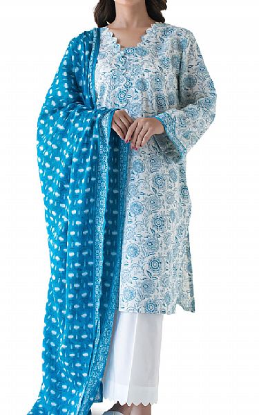 Orient Off-white/Blue Lawn Suit | Pakistani Lawn Dress in USA- Image 1