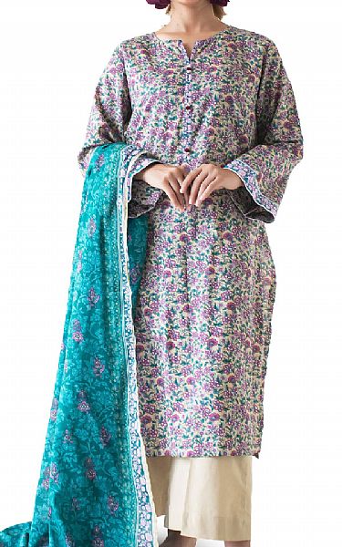 Orient Ivory/Plum Lawn Suit | Pakistani Lawn Dress in USA- Image 1