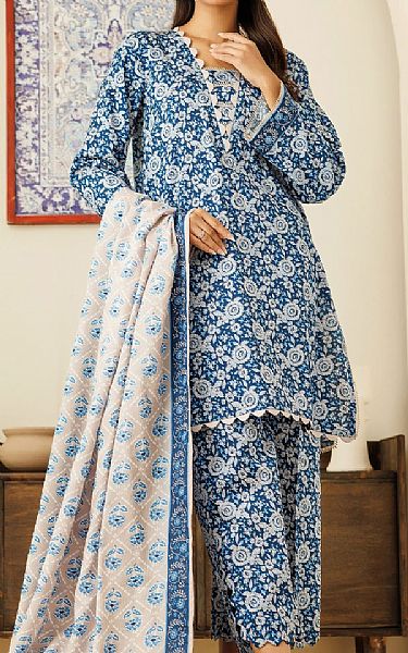 Orient Royal Blue Cottel Suit | Pakistani Winter Dresses in USA- Image 1