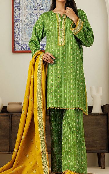 Orient Bright Green Cottel Suit | Pakistani Winter Dresses in USA- Image 1