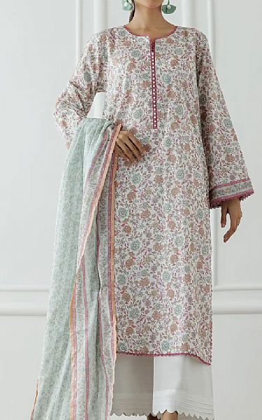Orient White/Turquoise Lawn Suit | Pakistani Lawn Dress in USA- Image 1