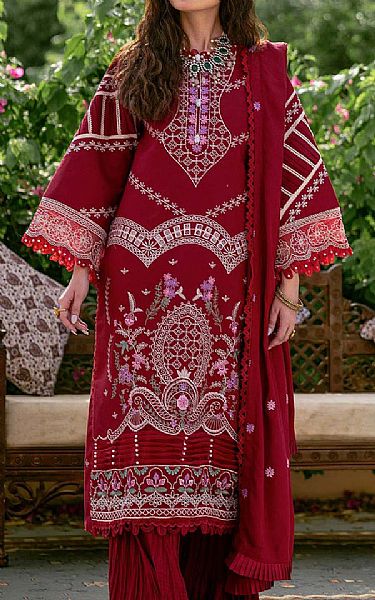 Parishay Scarlet Karandi Suit | Pakistani Winter Dresses- Image 1