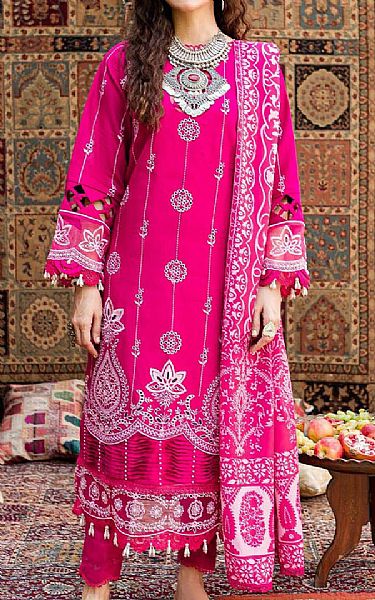 Parishay Hot Pink Dobby Suit | Pakistani Winter Dresses- Image 1