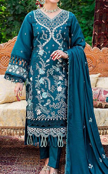 Parishay Venice Blue Dobby Suit | Pakistani Winter Dresses- Image 1