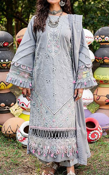 Parishay Grey Dobby Suit | Pakistani Winter Dresses- Image 1