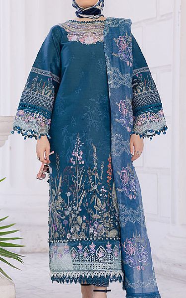 Parishay Prussian Blue Lawn Suit | Pakistani Lawn Dress in USA- Image 1