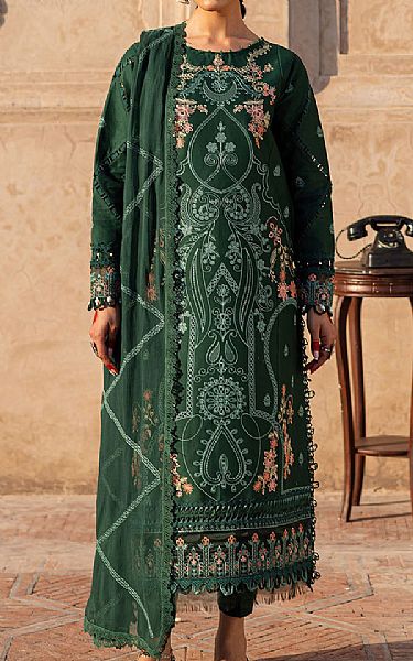 Parishay Bottle Green Lawn Suit | Pakistani Lawn Dress in USA- Image 1
