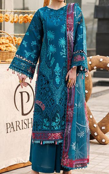 Parishay Zinc Blue Lawn Suit | Pakistani Lawn Dress in USA- Image 1