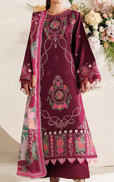 Parishay Raspberry Rose Lawn Suit | Pakistani Lawn Dress in USA- Image 1