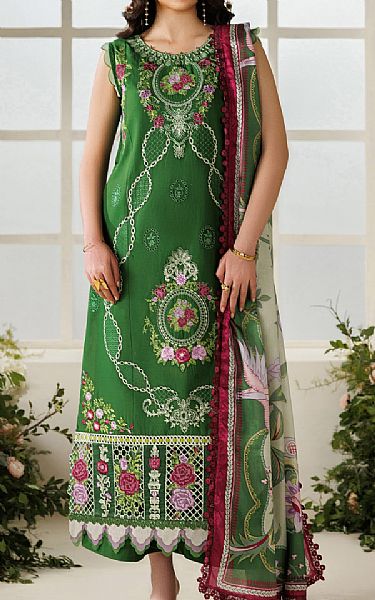 Parishay Forest Green Lawn Suit | Pakistani Lawn Dress in USA- Image 1