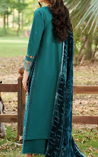 Parishay Teal Corduroy Suit | Pakistani Winter Dresses in USA- Image 2