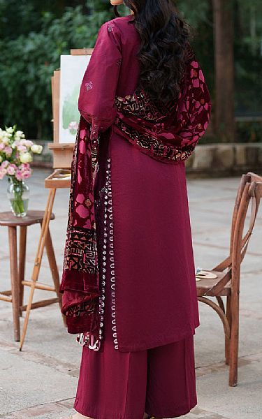 Parishay Raspberry Rose Corduroy Suit | Pakistani Winter Dresses in USA- Image 2