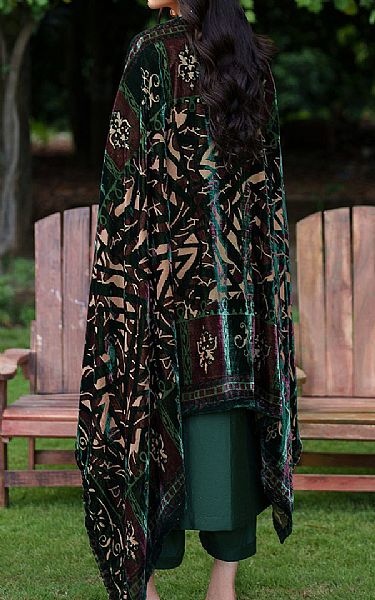 Parishay Green Corduroy Suit | Pakistani Winter Dresses in USA- Image 2