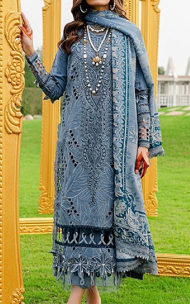 Parishay Bluish Grey Khaddar Suit | Pakistani Winter Dresses- Image 1