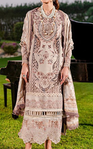 Parishay Pinkish Grey Karandi Suit | Pakistani Winter Dresses- Image 1