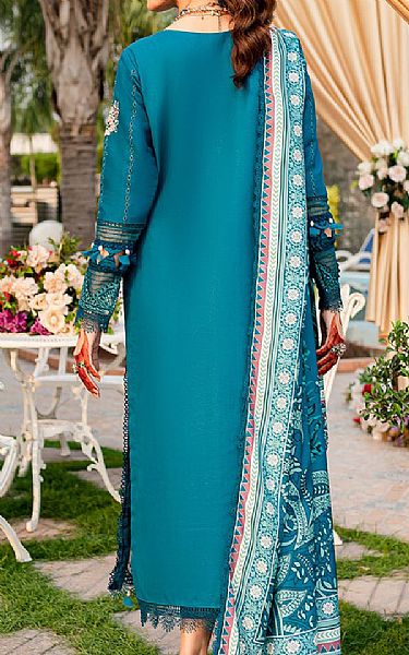 Parishay Teal Blue Karandi Suit | Pakistani Winter Dresses- Image 2
