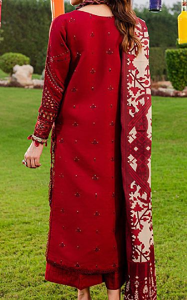 Parishay Scarlet Karandi Suit | Pakistani Winter Dresses- Image 2