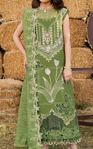 Parishay Muddy Green Lawn Suit | Pakistani Lawn Dress in USA- Image 1