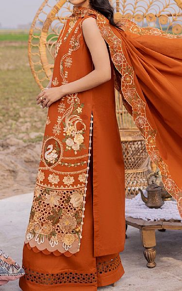 Parishay Bright Orange Lawn Suit | Pakistani Lawn Dress in USA- Image 2