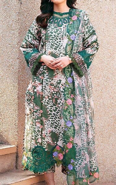 Parishay Green/Off White Lawn Suit | Pakistani Lawn Dress in USA- Image 1
