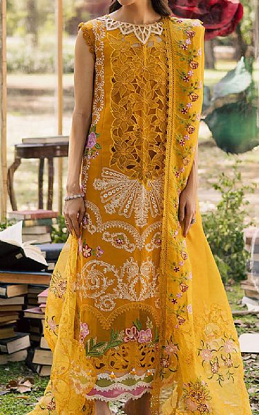 Parishay Mustard Lawn Suit | Pakistani Lawn Dress in USA- Image 1