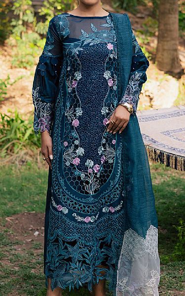Parishay Teal Blue Lawn Suit | Pakistani Lawn Dress in USA- Image 1