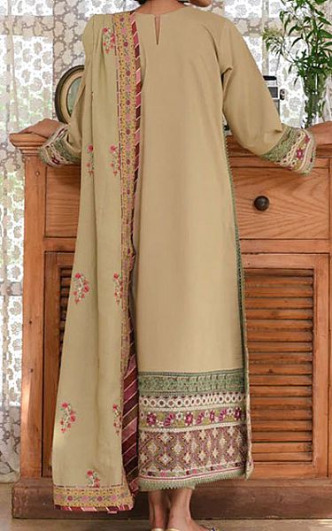 Qalamkar Tan Linen Suit | Pakistani Winter Dresses- Image 2