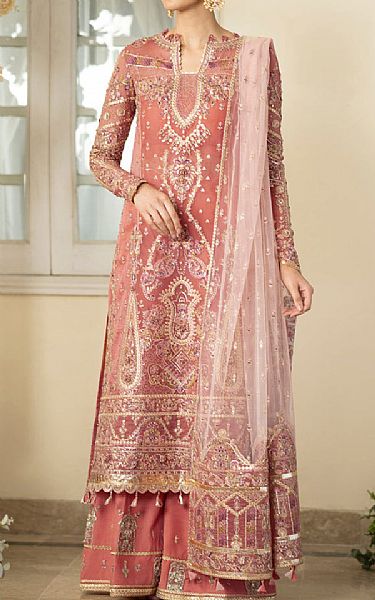 Qalamkar Rose Vale Organza Suit | Pakistani Embroidered Chiffon Dresses- Image 1