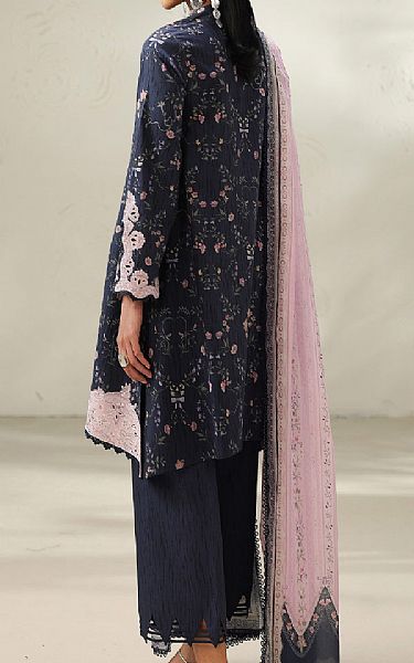 Qalamkar Navy/Light Pink Lawn Suit | Pakistani Lawn Dress in USA- Image 2