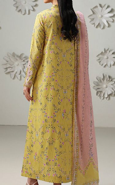 Qalamkar Yellow Lawn Suit | Pakistani Lawn Dress in USA- Image 2