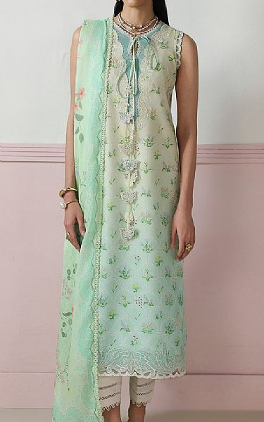 Qalamkar Mint Green Lawn Suit | Pakistani Lawn Dress in USA- Image 1