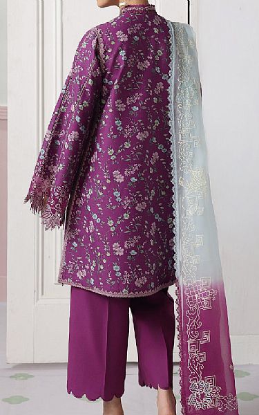Qalamkar Plum Lawn Suit | Pakistani Lawn Dress in USA- Image 2