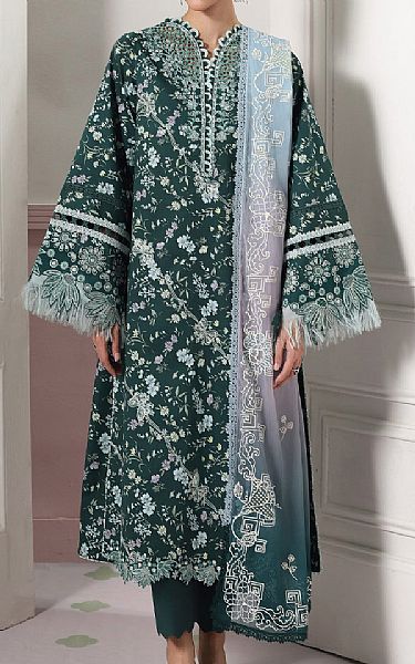Qalamkar Gable Green Lawn Suit | Pakistani Lawn Dress in USA- Image 1