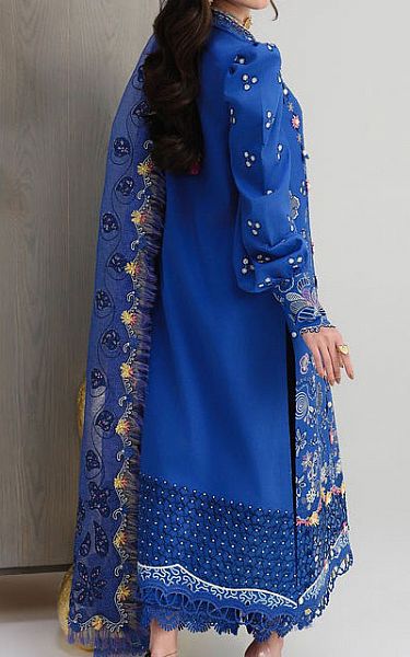 Qalamkar Blue Lawn Suit | Pakistani Lawn Dress in USA- Image 2