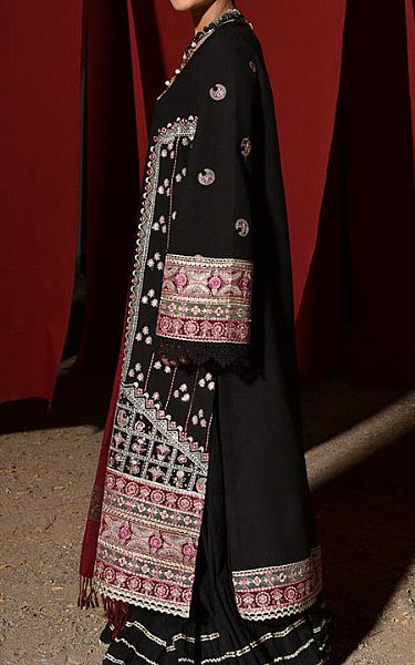 Qalamkar Black Karandi Suit | Pakistani Winter Dresses- Image 2