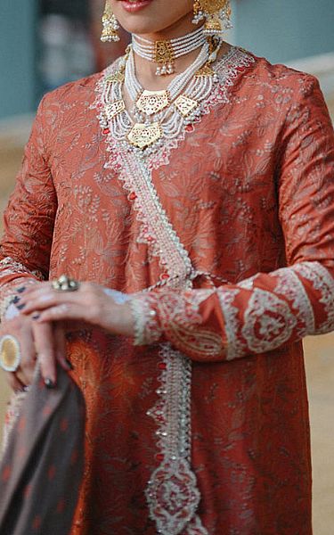 Qalamkar Rust Karandi Suit | Pakistani Winter Dresses- Image 2