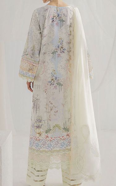 Qalamkar Off-white Silk Suit | Pakistani Embroidered Chiffon Dresses USA- Image 2