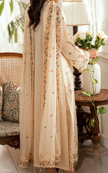 Qalamkar Off White Lawn Suit | Pakistani Lawn Dress in USA- Image 2