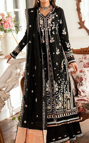 Qalamkar Black Lawn Suit | Pakistani Lawn Dress in USA- Image 1