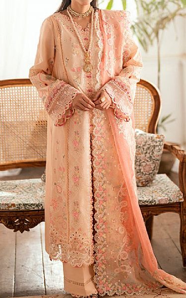 Qalamkar Peach Lawn Suit | Pakistani Lawn Dress in USA- Image 1