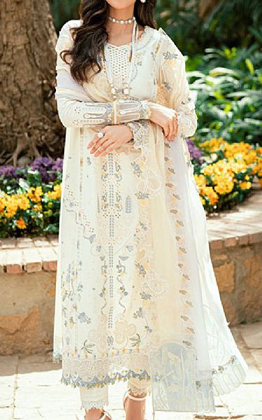 Qalamkar Off White Lawn Suit | Pakistani Lawn Dress in USA- Image 1