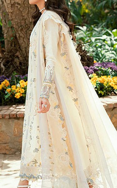 Qalamkar Off White Lawn Suit | Pakistani Lawn Dress in USA- Image 2