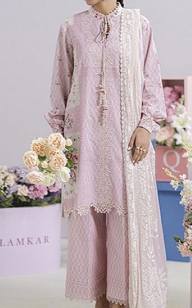 Qalamkar Pink Lawn Suit | Pakistani Lawn Dress in USA- Image 1